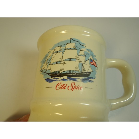 Vintage Old Spice Shaving Mug Cup, Ship Stars & Stripes Flag - Picture 2 of 5